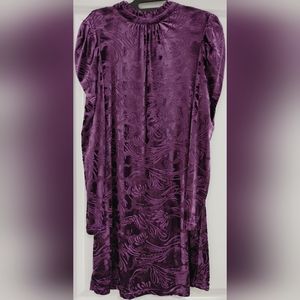 Modcloth In With The Nouveau Shift Dress in Purple Velvet Size S